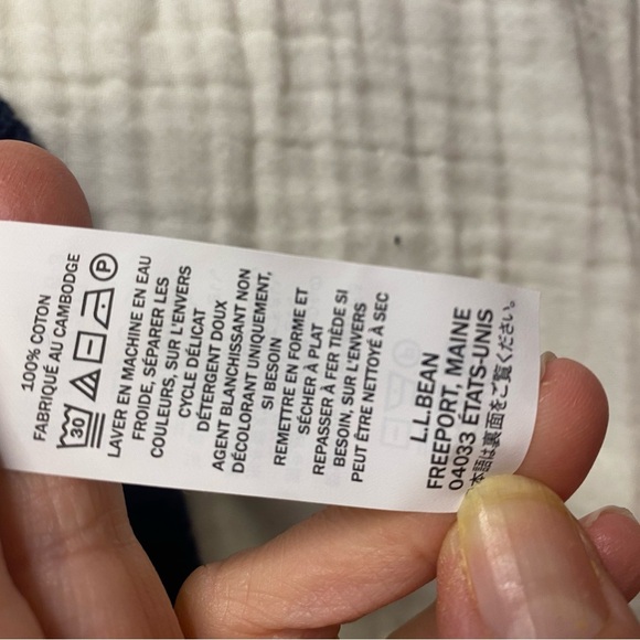 LL Bean Double Cable Knit Button Up Cardigan Sweater Size Large Navy Blue - Picture 9 of 16